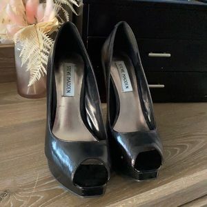 Black peep toe heels
